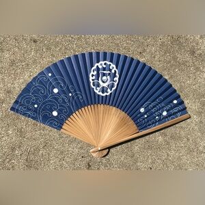 Mikimoto Blue and Tan Hand Fan